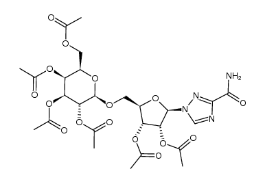 1-[2,3-di-O-acetyl-5-O-(2,3,4,6-tetra-O-acetyl-β-D-galactopyranosyl)-β-D-ribofuranosyl]-1,2,4-triazole-3-carboxamide Structure