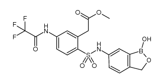 methyl 2-(2-(N-(1-hydroxy-1,3-dihydrobenzo[c][1,2]oxaborol-6-yl)sulfamoyl)-5-(2,2,2-trifluoroacetamido)phenyl)acetate结构式