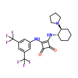 3-[[[3,5-双(三氟甲基)苯基]氨基]-4-[[((1S,2S)-2-(1-吡咯烷基)环己基]氨基]-3-环丁烯-1,2-二星空app结构式