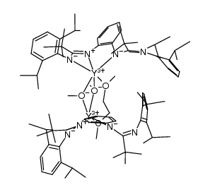 {[C6H4-1,2-{NC(tBu)N(2,6-iPr2C6H3)}2]Y(OMe)}2(DME)结构式