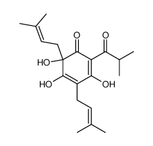 3,5,6-trihydroxy-4,6-bis(3-methylbut-2-enyl)-2-(2-methylpropanoyl)cyclohexa-2,4-dien-1-one Structure