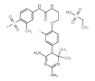 Ethanesulfonic acid, compd. with 4-[3-[2-[2-chloro-4- (4, 6-diamino-2, 2-dimethyl-s-triazin-1(2H)-yl)phenoxy]ethyl]ureido]-o-toluenesulfo nyl fluoride (1:1) Structure