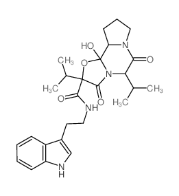 10b-hydroxy-2,5-diisopropyl-3,6-dioxo-octahydro-oxazolo[3,2-a]pyrrolo[2,1-c]pyrazine-2-carboxylic acid 2-indol-3-yl-ethylamide Structure