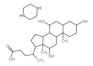 piperazine; 4-(3,7,12-trihydroxy-10,13-dimethyl-2,3,4,5,6,7,8,9,11,12,14,15,16,17-tetradecahydro-1H-cyclopenta[a]phenanthren-17-yl)pentanoic acid结构式