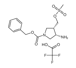 benzyl (3S,4S)-3-(amino)-4-{[(methylsulfonyl)oxy]methyl}-1-pyrrolidinecarboxylate trifluoroacetate结构式