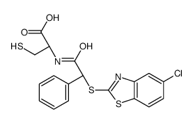 (2R)-2-[[2-[(5-chloro-1,3-benzothiazol-2-yl)sulfanyl]-2-phenylacetyl]amino]-3-sulfanylpropanoic acid结构式