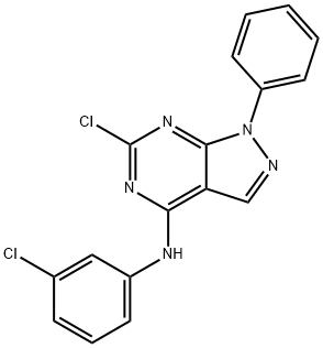 6-Chloro-N-(3-chlorophenyl)-1-phenyl-1H-pyrazolo[3,4-d]pyrimidin-4-amine Structure