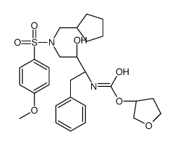 [(3S)-oxolan-3-yl] N-[(2S,3R)-4-[cyclopentylmethyl-(4-methoxyphenyl)su lfonyl-amino]-3-hydroxy-1-phenyl-butan-2-yl]carbamate structure