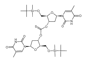 di(5'-O-tert-butyldimethylsilylthymidin-3'-yl) thiocarbonate结构式