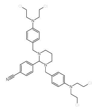 Benzonitrile, 4-[1,3-bis[[4-[bis(2-chloroethyl)amino]phenyl]methyl]hexahydro-2-pyrimidinyl]- Structure