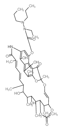 Acetic acid, [[1,2-dihydro-5,6,17,19,21-pentahydroxy-23-methoxy-2, 4,12,16,18,20,22-heptamethyl-1,11-dioxo-2,7-(epoxypentadeca[1,11, 13]trienimino)naphtho[2,1-b]furan-9-yl]oxy]-, 21-acetate, 2, 2-dipr structure