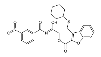 [2-[(3-nitrobenzoyl)amino]-2-oxoethyl] 3-(cyclohexylsulfanylmethyl)-1-benzofuran-2-carboxylate结构式