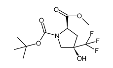 4R-hydroxy-4-trifluoromethylpyrrolidine-1,2R-dicarboxylic acid 1-tert-butyl ester 2-methyl ester Structure