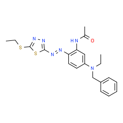 N-[5-[ethyl(phenylmethyl)amino]-2-[[5-(ethylthio)-1,3,4-thiadiazol-2-yl]azo]phenyl]acetamide结构式