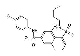 N1-butyl-N6-(4-chlorophenyl)-8-hydroxynaphthalene-1,6-disulphonamide structure