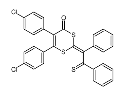 (E)-5,6-bis(4-chlorophenyl)-2-(1,2-diphenyl-2-thioxoethylidene)-4H-1,3-dithiin-4-one Structure