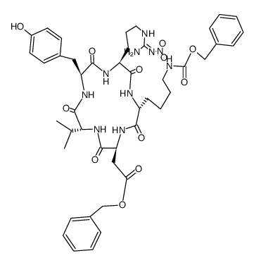 cyclo<-Tyr-Arg(NO2)-D-Lys(Z)-Asp(OBzl)-D-Val->结构式