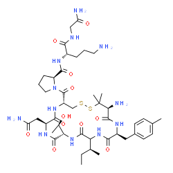 oxytocin,-1-(beta-mercapto-(beta,beta-cyclopentamethylene)propionic acid)-Phe(Me)(2)-Thr(4)-Orn(8)-结构式