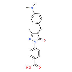 (4-(4-(4-dimethylaminobenzyliden-1-yl)-3-methyl-5-oxo-2-pyrazolin-1-yl)benzoic acid structure