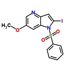 2-Iodo-6-methoxy-1-(phenylsulfonyl)-1H-pyrrolo[3,2-b]pyridine Structure