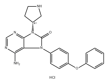 8H-Purin-8-one, 6-amino-7,9-dihydro-7-(4-phenoxyphenyl)-9-(3R)-3-pyrrolidinyl-, hydrochloride (1:2)图片