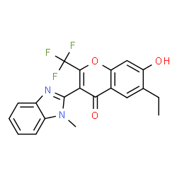 6-ethyl-7-hydroxy-3-(1-methyl-1H-benzo[d]imidazol-2-yl)-2-(trifluoromethyl)-4H-chromen-4-one结构式