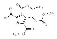 3-ethoxycarbonyl-5-methoxycarbonyl-4-(2-methoxycarbonylethyl)-1H-pyrrole-2-carboxylic acid structure