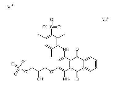 disodium 3-[[4-amino-9,10-dihydro-3-[2-hydroxy-3-(sulphonatooxy)propoxy]-9,10-dioxo-1-anthryl]amino]-2,4,6-trimethylbenzenesulphonate picture