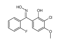 (E)-3-chloro-2'-fluoro-2-hydroxy-4-methoxybenzophenone oxime Structure