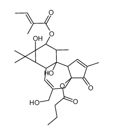 4a-(butyryloxy)-7b,9a-dihydroxy-3-(hydroxymethyl)-1,1,6,8-tetramethyl-5-oxo-1a,1b,4,4a,5,7a,7b,8,9,9a-decahydro-1H-cyclopropa[3,4]benzo[1,2-e]azulen-9-yl (E)-2-methylbut-2-enoate Structure
