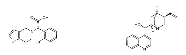 (1S)-quinolin-4-yl((2R,4S,5R)-5-vinylquinuclidin-2-yl)methanol (S)-2-(2-chlorophenyl)-2-(6,7-dihydrothieno[3,2-c]pyridin-5(4H)-yl)acetate结构式