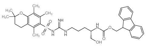 (S)-(9H-FLUOREN-9-YL)METHYL (1-HYDROXY-5-(3-((2,2,5,7,8-PENTAMETHYLCHROMAN-6-YL)SULFONYL)GUANIDINO)PENTAN-2-YL)CARBAMATE Structure