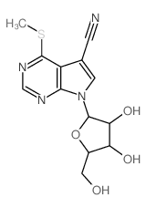 9-[3,4-dihydroxy-5-(hydroxymethyl)oxolan-2-yl]-5-methylsulfanyl-2,4,9-triazabicyclo[4.3.0]nona-2,4,7,10-tetraene-7-carbonitrile Structure