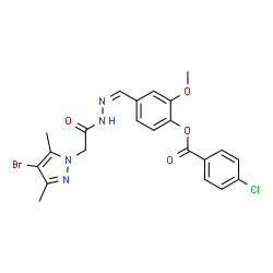 1H-Pyrazole-1-aceticacid,4-bromo-3,5-dimethyl-,[[4-[(4-chlorobenzoyl)oxy]-3-methoxyphenyl]methylene]hydrazide(9CI) Structure