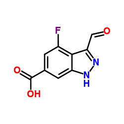 4-氟-3-甲酰基-1H-吲唑-6-羧酸结构式