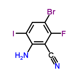 2-Amino-5-bromo-6-fluoro-3-iodobenzonitrile Structure