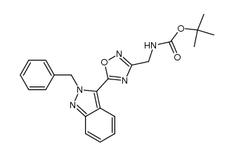 tert-butyl (5-(2-benzyl-2H-indazol-3-yl)-1,2,4-oxadiazol-3-yl)methylcarbamate结构式