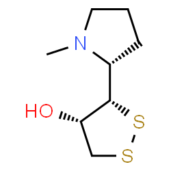 (3R)-3α-[(2S)-1-Methyl-2α-pyrrolidinyl]-1,2-dithiolan-4α-ol结构式