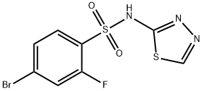 4-bromo-2-fluoro-N-(1,3,4-thiadiazol-2-yl)benzenesulfonamide结构式