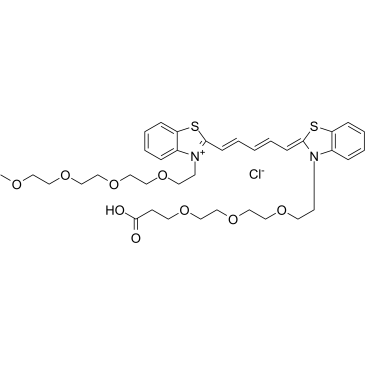 N-(m-PEG4)-N'-(Acid-PEG3)-benzothiazole Cy5 structure