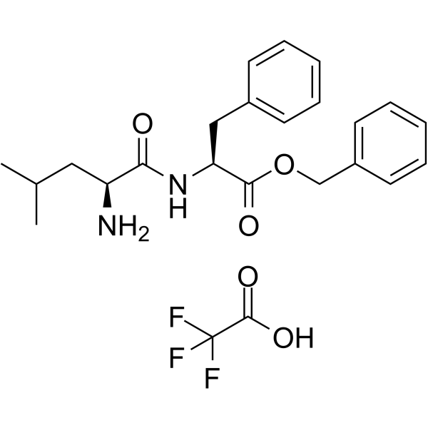 苄基L-亮氨酰-L-苯丙氨酸酯2,2,2-三氟乙酸酯结构式