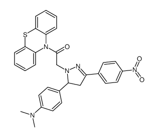 2-[3-[4-(dimethylamino)phenyl]-5-(4-nitrophenyl)-3,4-dihydropyrazol-2-yl]-1-phenothiazin-10-ylethanone结构式