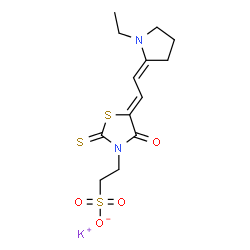 potassium 5-[(1-ethylpyrrolidin-2-ylidene)ethylidene]-4-oxo-2-thioxothiazolidin-3-ethanesulphonate Structure