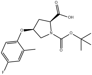 (2s,4s)-1-(tert-butoxycarbonyl)-4-(4-fluoro-2-methylphenoxy)-2-pyrrolidinecarboxylic acid结构式