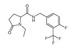 1-ethyl-N-{[4-fluoro-3-(trifluoromethyl)phenyl]methyl}-5-oxoprolinamide结构式