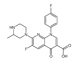6-氟-1-(4-氟苯基)-7-(3-甲基哌嗪-1-基)-4-氧代-1,4-二氢-1,8-萘啶-3-羧酸结构式