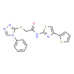 2-[(4-phenyl-4H-1,2,4-triazol-3-yl)sulfanyl]-N-[4-(thiophen-2-yl)-1,3-thiazol-2-yl]acetamide Structure