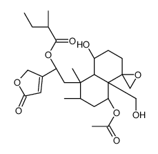 [2-[(1S,2R,4S,4aR,8R,8aR)-4-acetyloxy-8-hydroxy-4a-(hydroxymethyl)-1,2-dimethylspiro[3,4,6,7,8,8a-hexahydro-2H-naphthalene-5,2'-oxirane]-1-yl]-1-(5-oxo-2H-furan-3-yl)ethyl] 2-methylbutanoate结构式