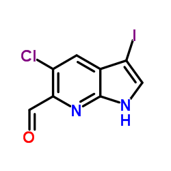 5-Chloro-3-iodo-1H-pyrrolo[2,3-b]pyridine-6-carbaldehyde结构式