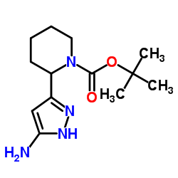 2-(5-AMINO-1H-PYRAZOL-3-YL)-PIPERIDINE-1-CARBOXYLIC ACID TERT-BUTYL ESTER structure